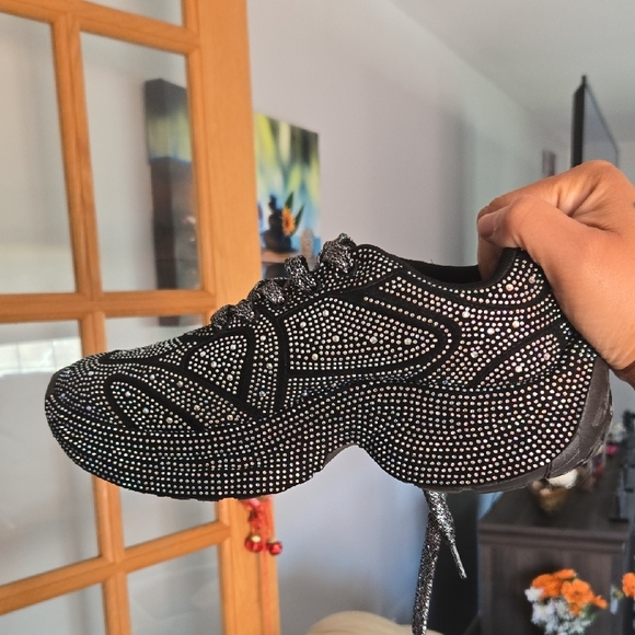 Sparkling Black and Silver Rhinestones Sneakers 🩶 SIZE 10 - Picture 6 of 7